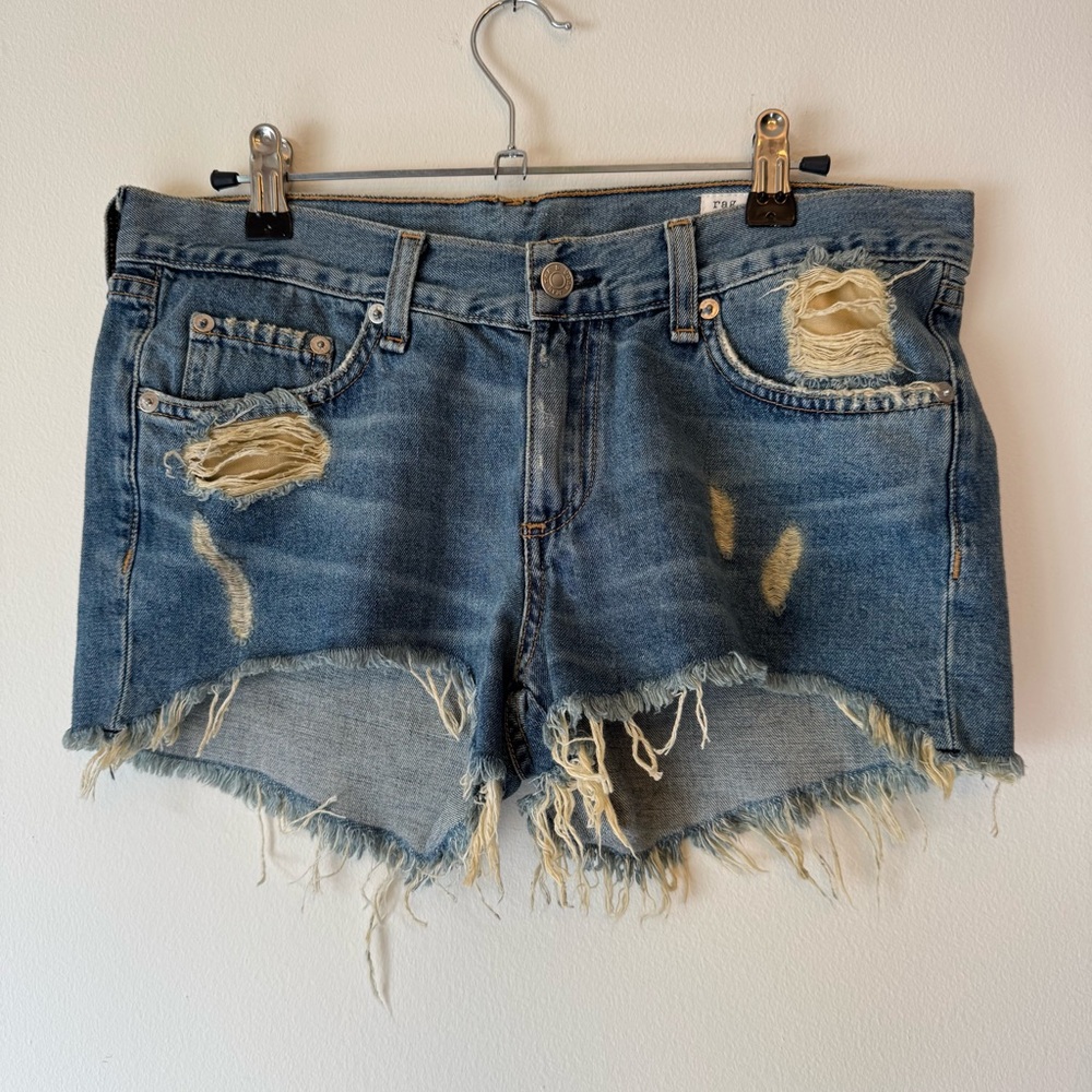 Rag & Bone Sz 26 Distressed Denim Blue Shorts 0024